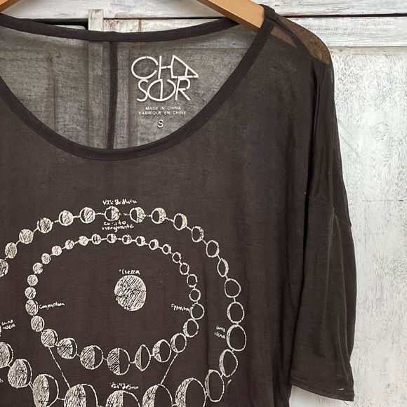 Chaser moon phases tee shirt, small, used condition, distressed look - Picture 3 of 5